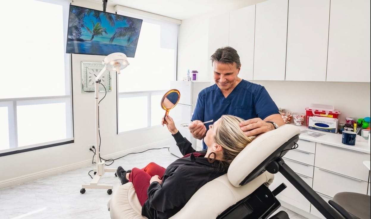 Dr. Joe Cerni with a patient at Forever Ageless in Newport Beach